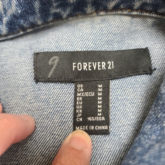 Forever 21, Size M, Denim Blue Women's Jacket, Cropped - Picture 3 of 10